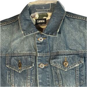 Carbon  Denim Jacket Men Small Blue Jean Biker Trucker  Dark Wash